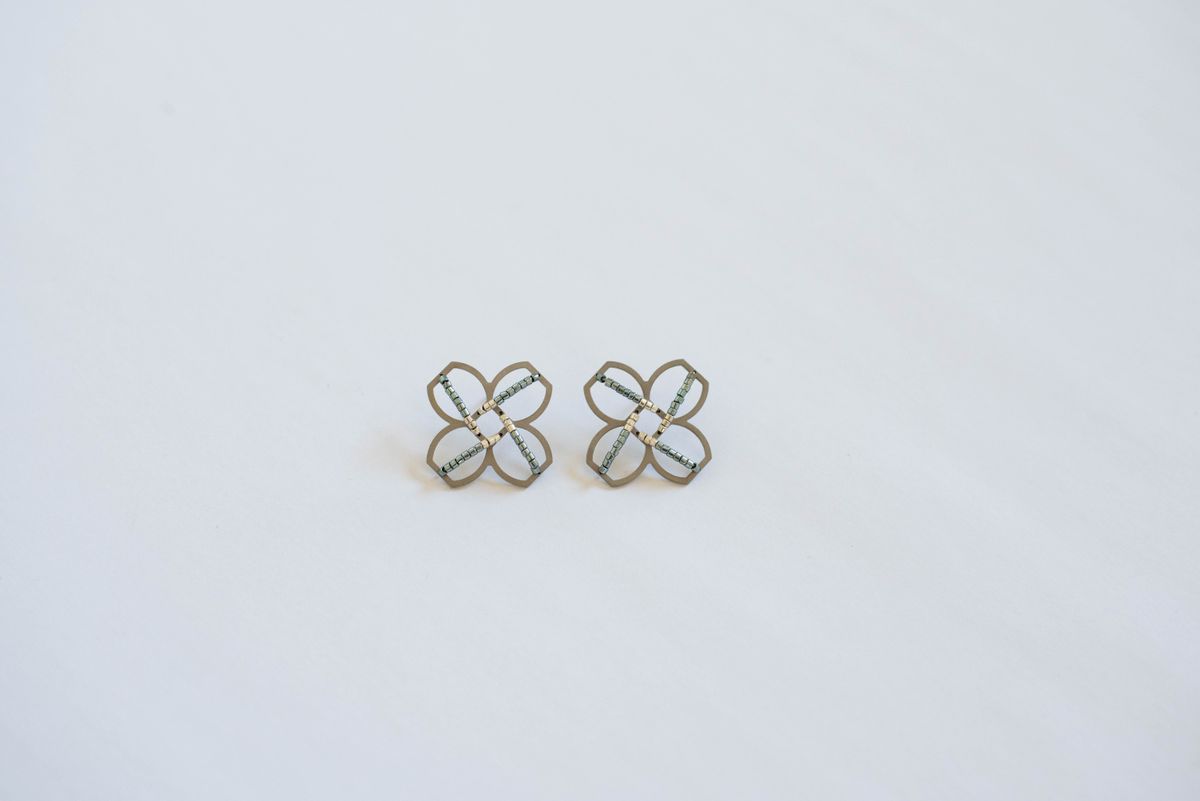 La Geometrie Seed-Bead Quadrant Earrings — image 2 of 3